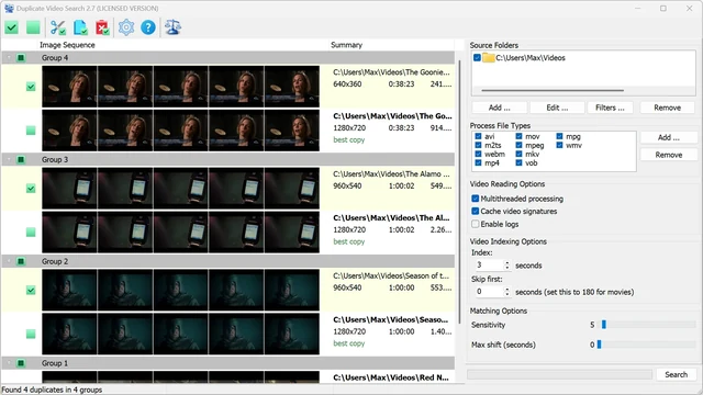 Duplicate Video Search Software Screenshot